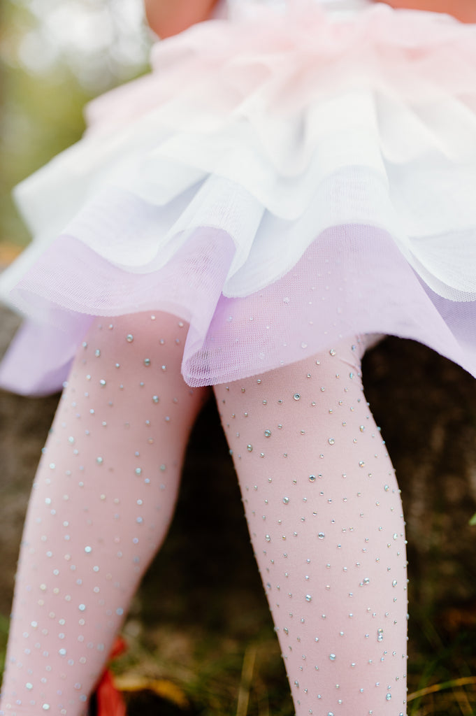 Rhinestone Tights- Ombre Pink & White (One Size)
