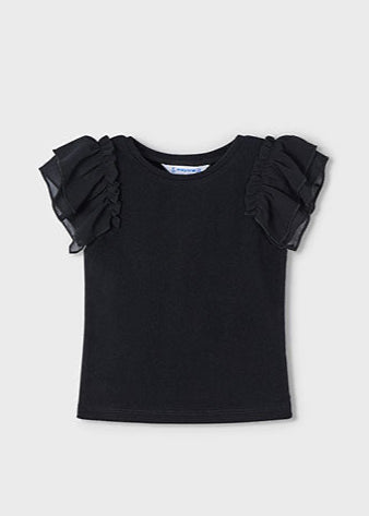 Charcoal Ruffled Sleeve Shirt