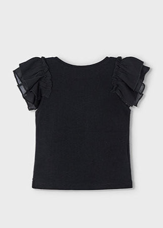 Charcoal Ruffled Sleeve Shirt