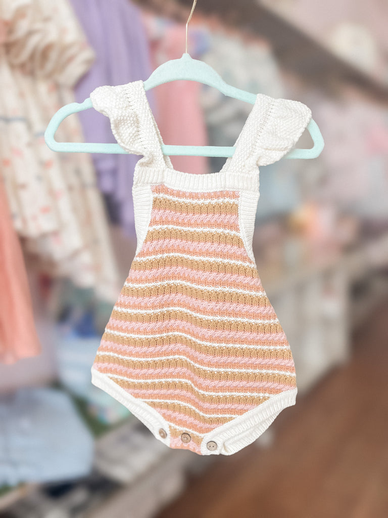 Crochet Romper - Pink Stripe