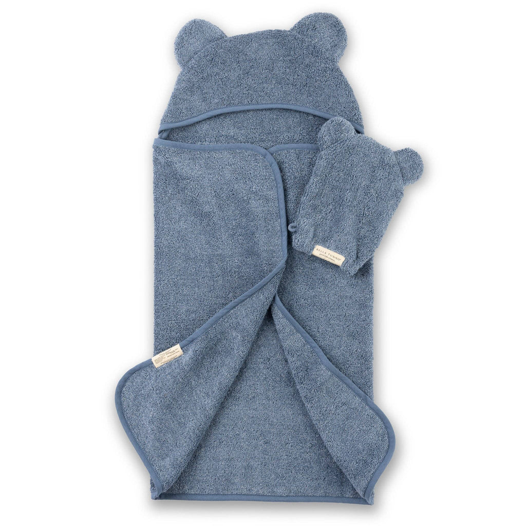 Hooded Towel + Wash Mitt Set - Rain