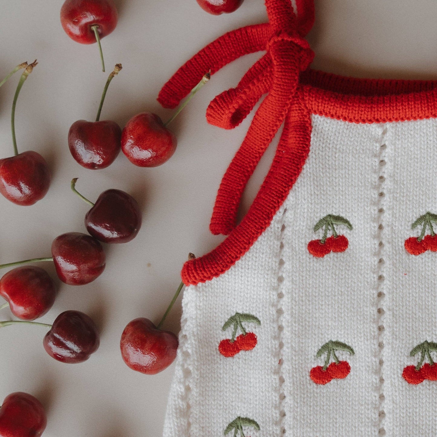 Knit Ruffle Romper | Cherry