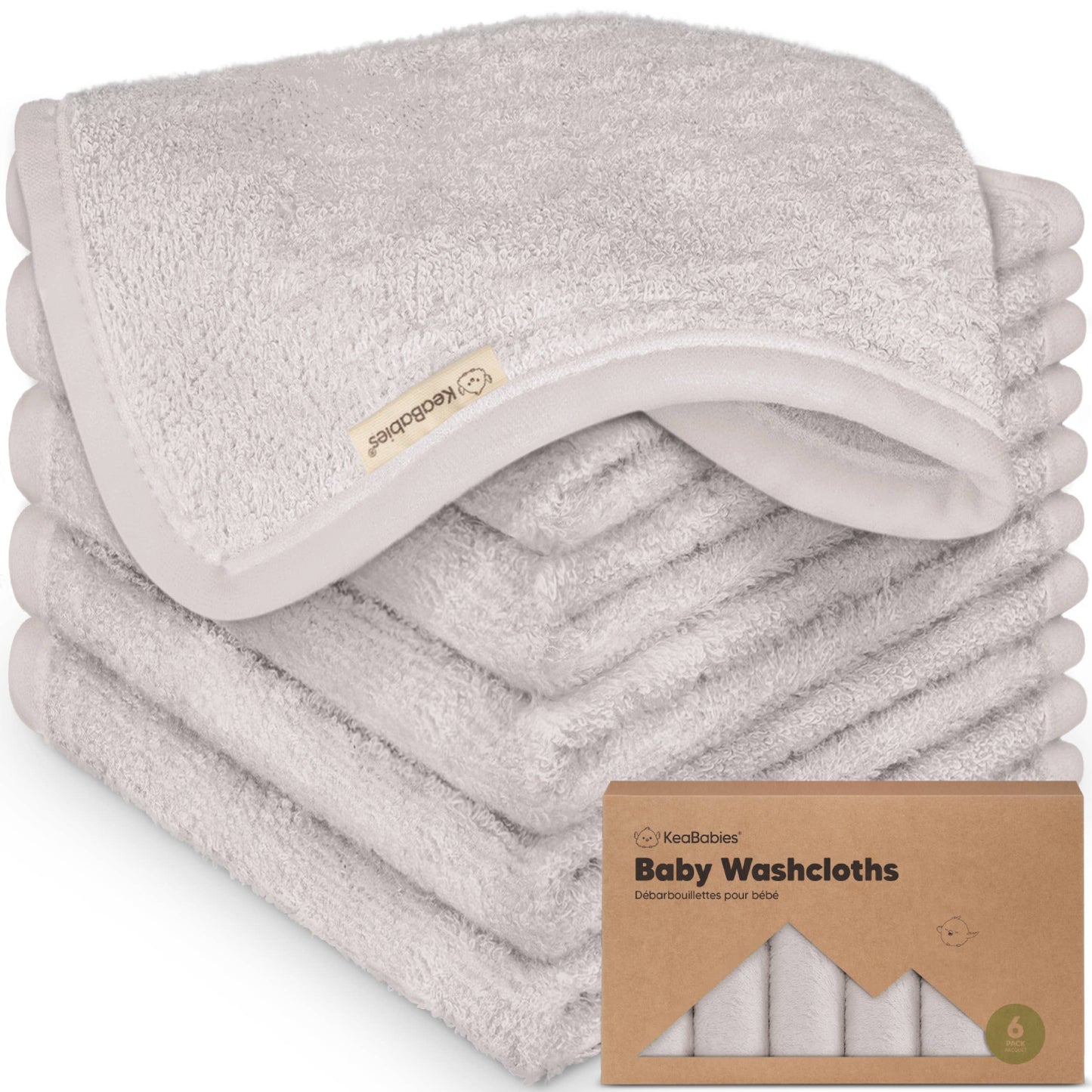 6-Pack Baby Wash Cloths - Heather