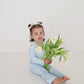 Girl’s Bamboo Button Up Lounge Set | Blue Bows