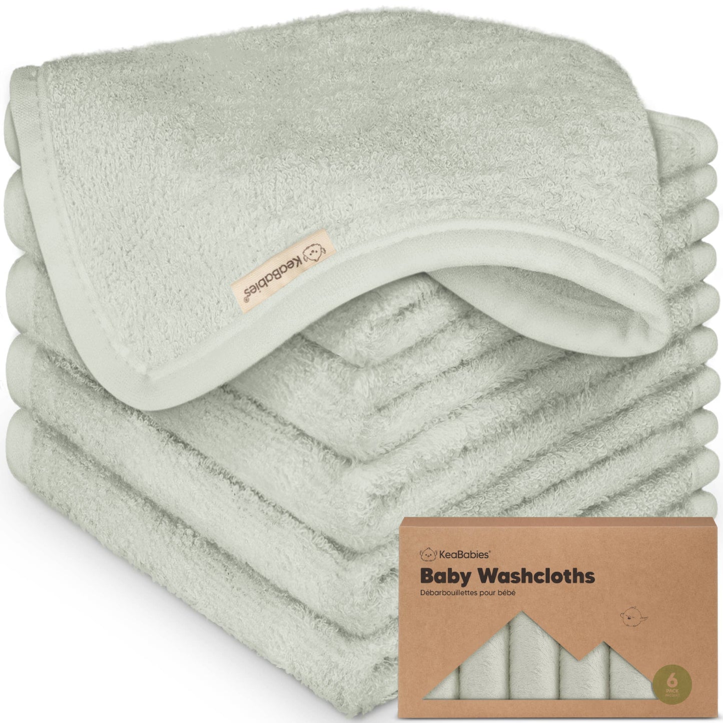 6-Pack Baby Wash Cloths - Dove