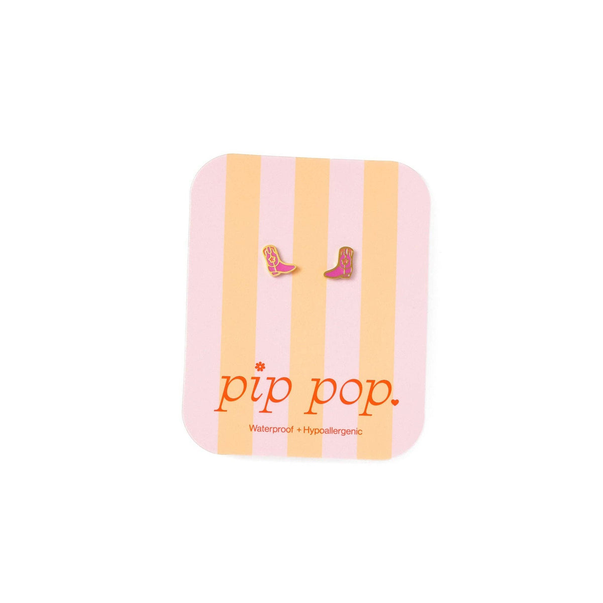 Pip Pop Post - Cowboy Boot Stud Earrings - Hypoallergenic, Flat Back, Girl