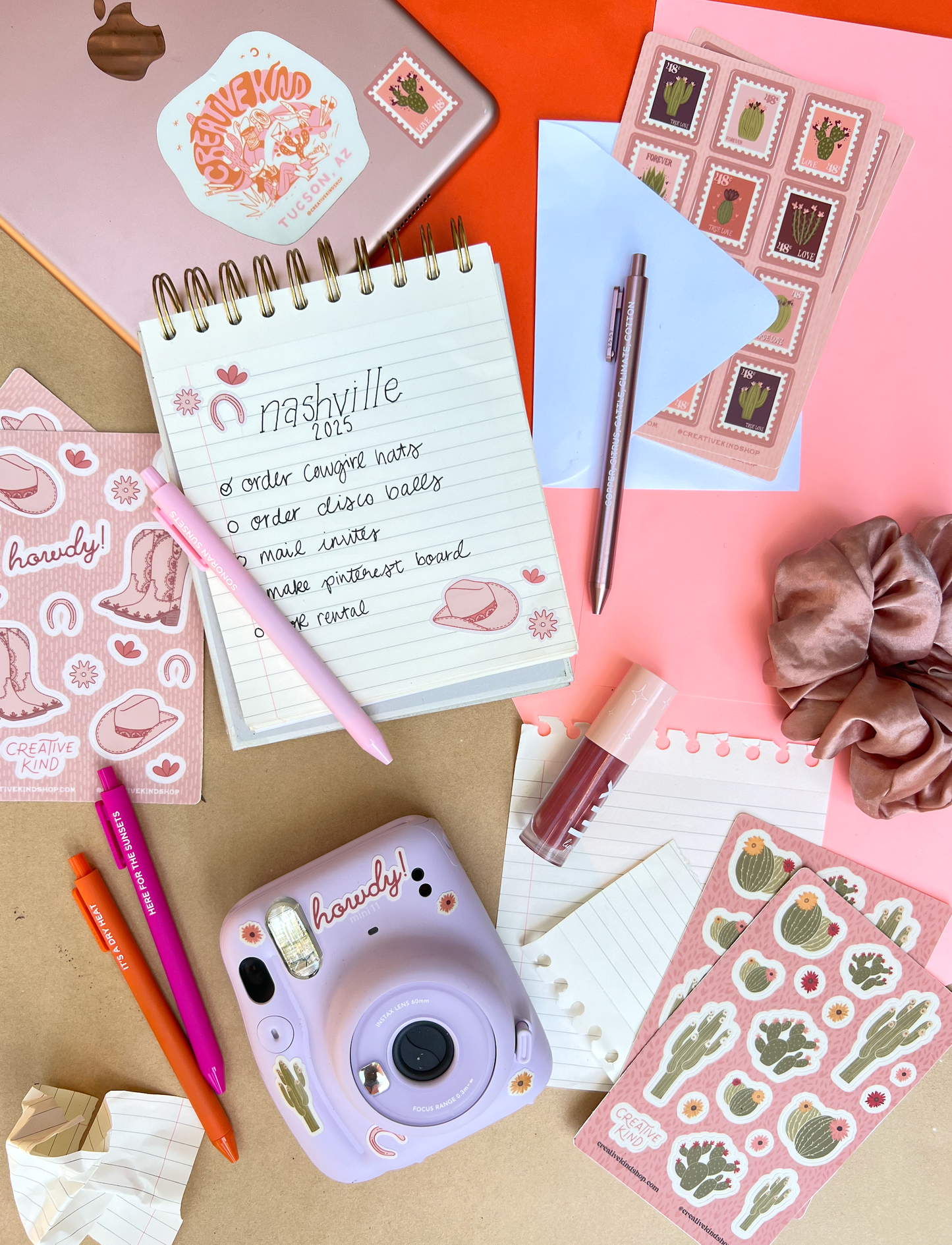 Pink Cowgirl Vinyl Stickers Sheet