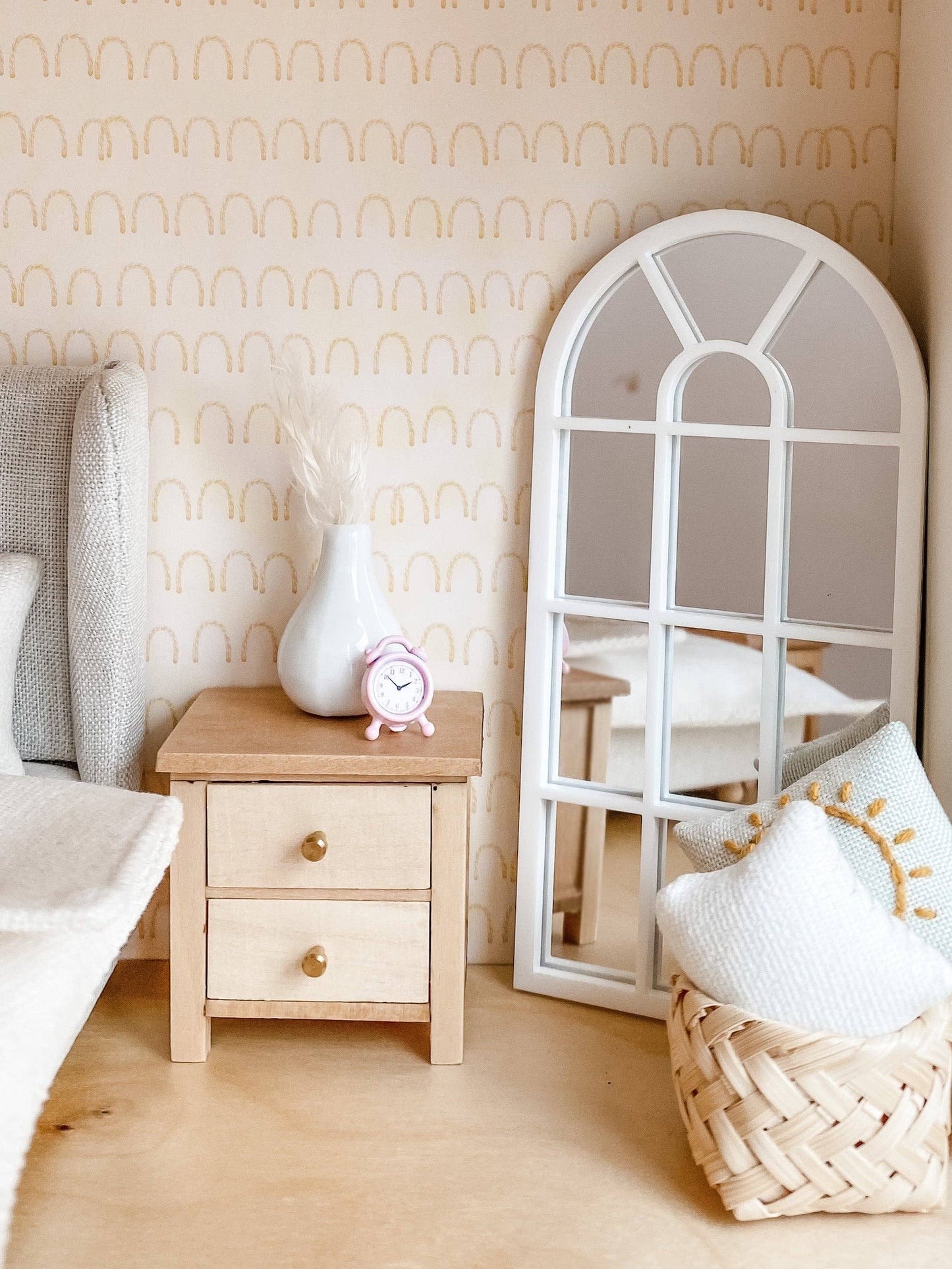 Macy Mae Dollhouse Designs - Dollhouse Arched Floor Mirror | White or Black