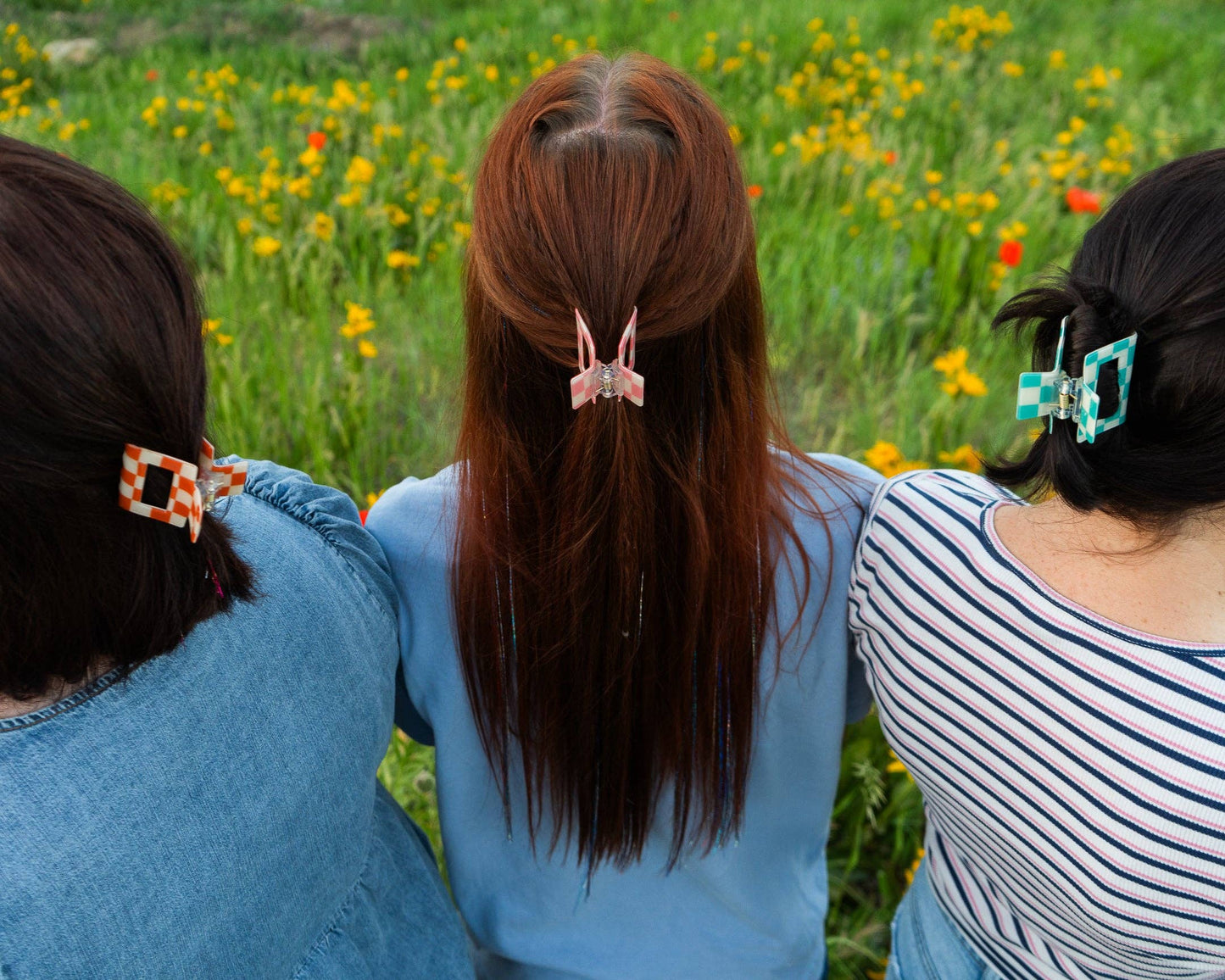 Sunny Check- Turquoise | Claw Clip