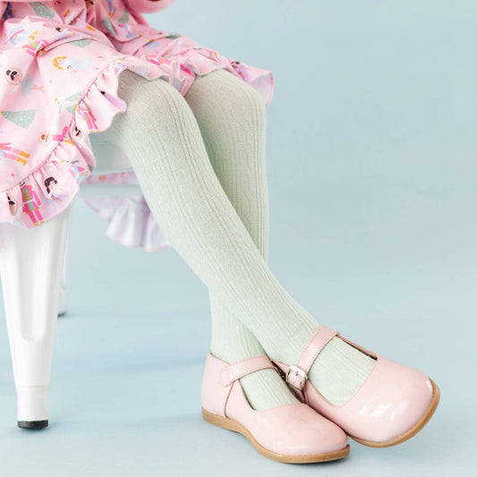 Mint Cable Knit Tights