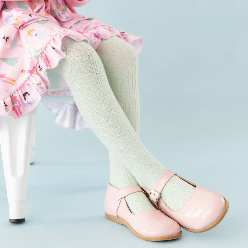 Mint Cable Knit Tights