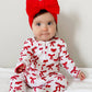 Red Bows / Organic Pointelle 2-Way Zip Footie