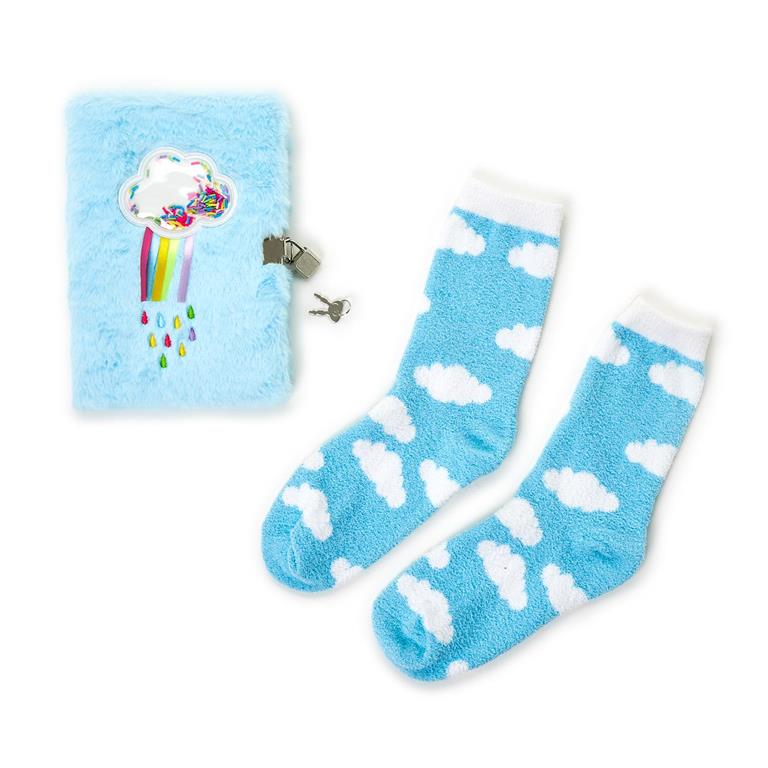Happy Thoughts Journal with Lock & Cloud Socks Set
