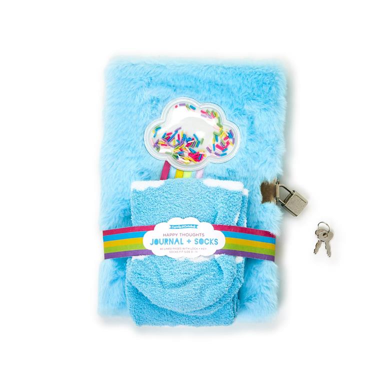 Happy Thoughts Journal with Lock & Cloud Socks Set