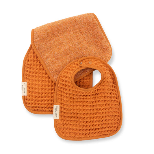 Reversible Bib + Burp Set - Pumpkin