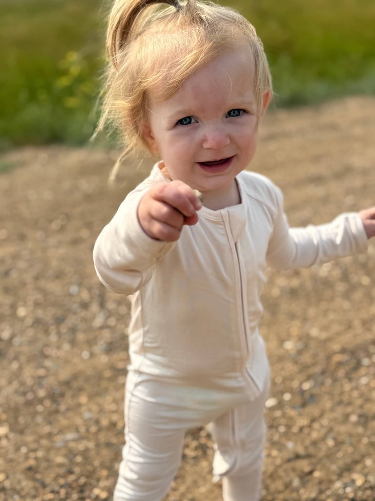 Little Sprouts Clothing - Oat - Convertible Zipper Romper