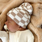 Baby's First Hat, Tan/Warm White Checkerboard