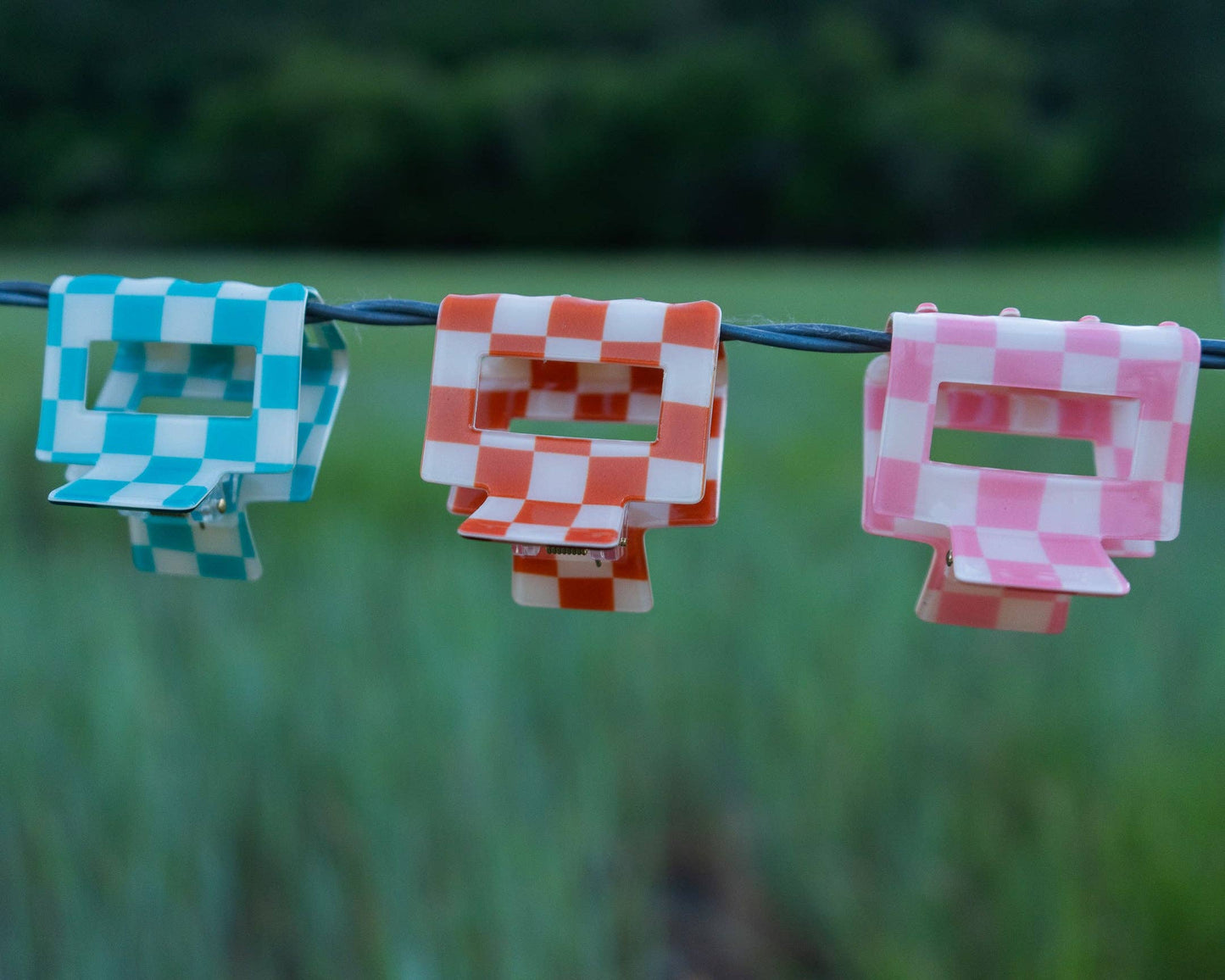 Sunny Check- Turquoise | Claw Clip