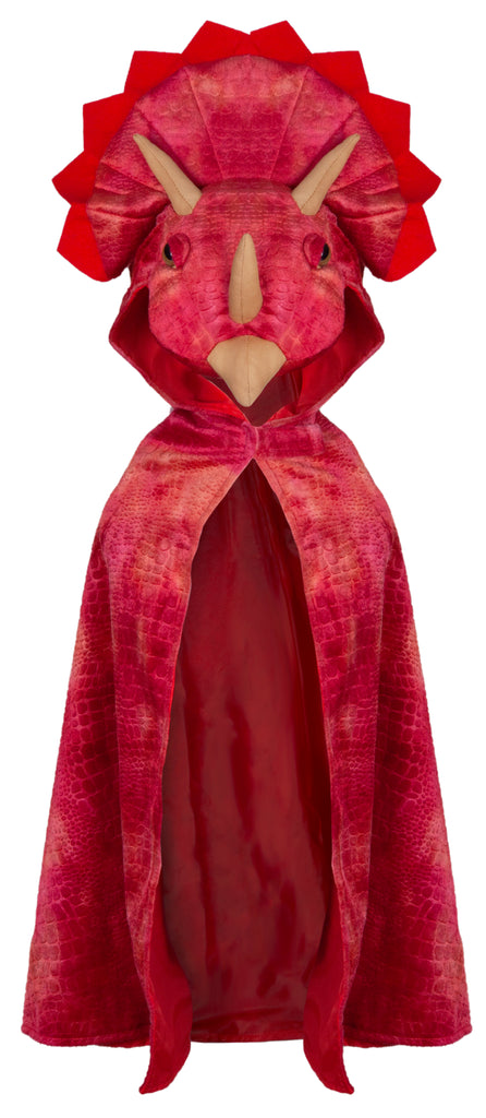Triceratops Hooded Cape- Red