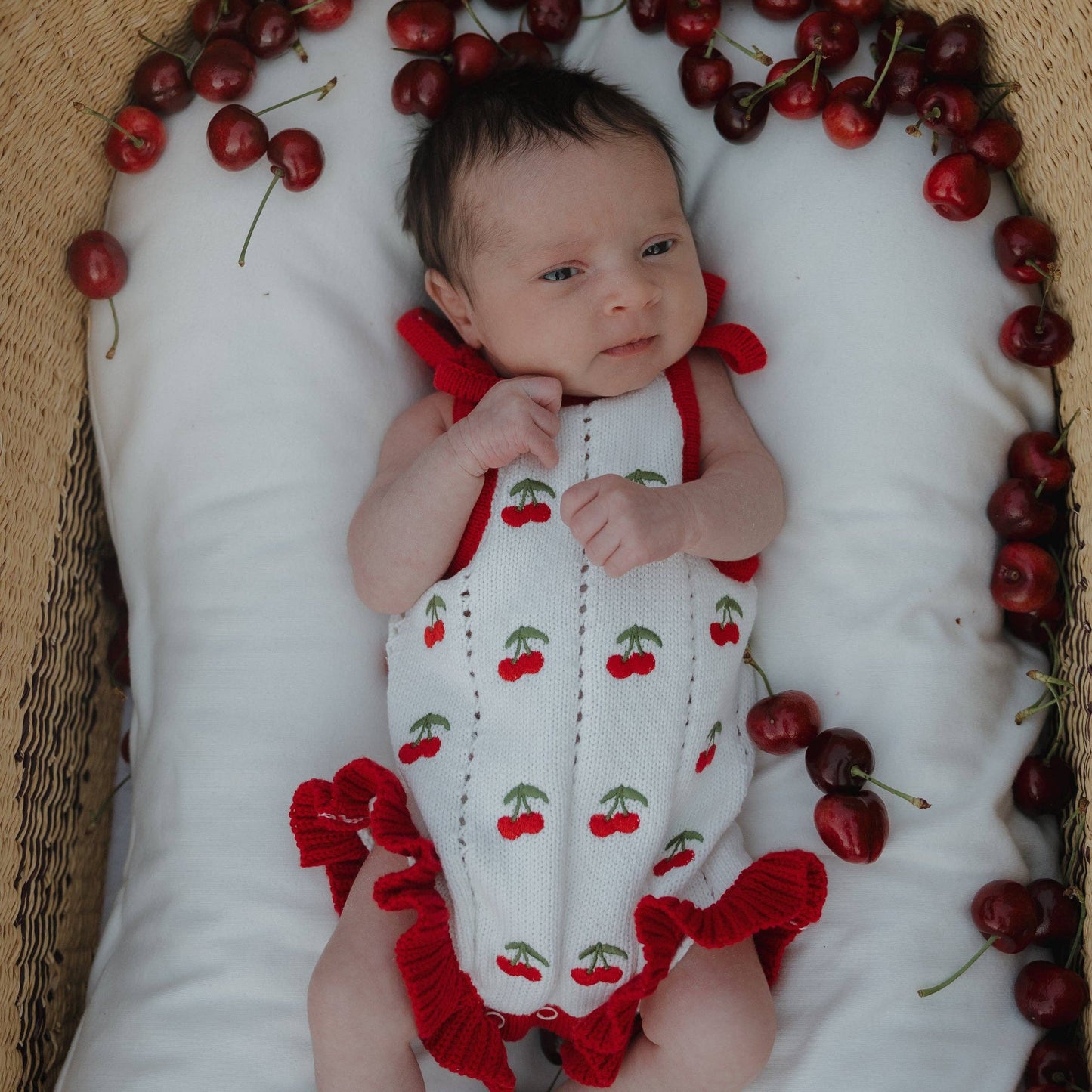 Knit Ruffle Romper | Cherry