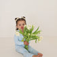 Girl’s Bamboo Button Up Lounge Set | Blue Bows
