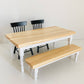 Macy Mae Dollhouse Designs - Dollhouse Farm Style Dining Table | Natural Wood & White