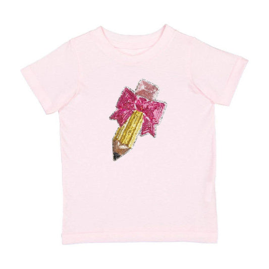 Pencil Bow Sequin Patch T-Shirt
