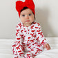 Red Bows / Organic Pointelle 2-Way Zip Footie