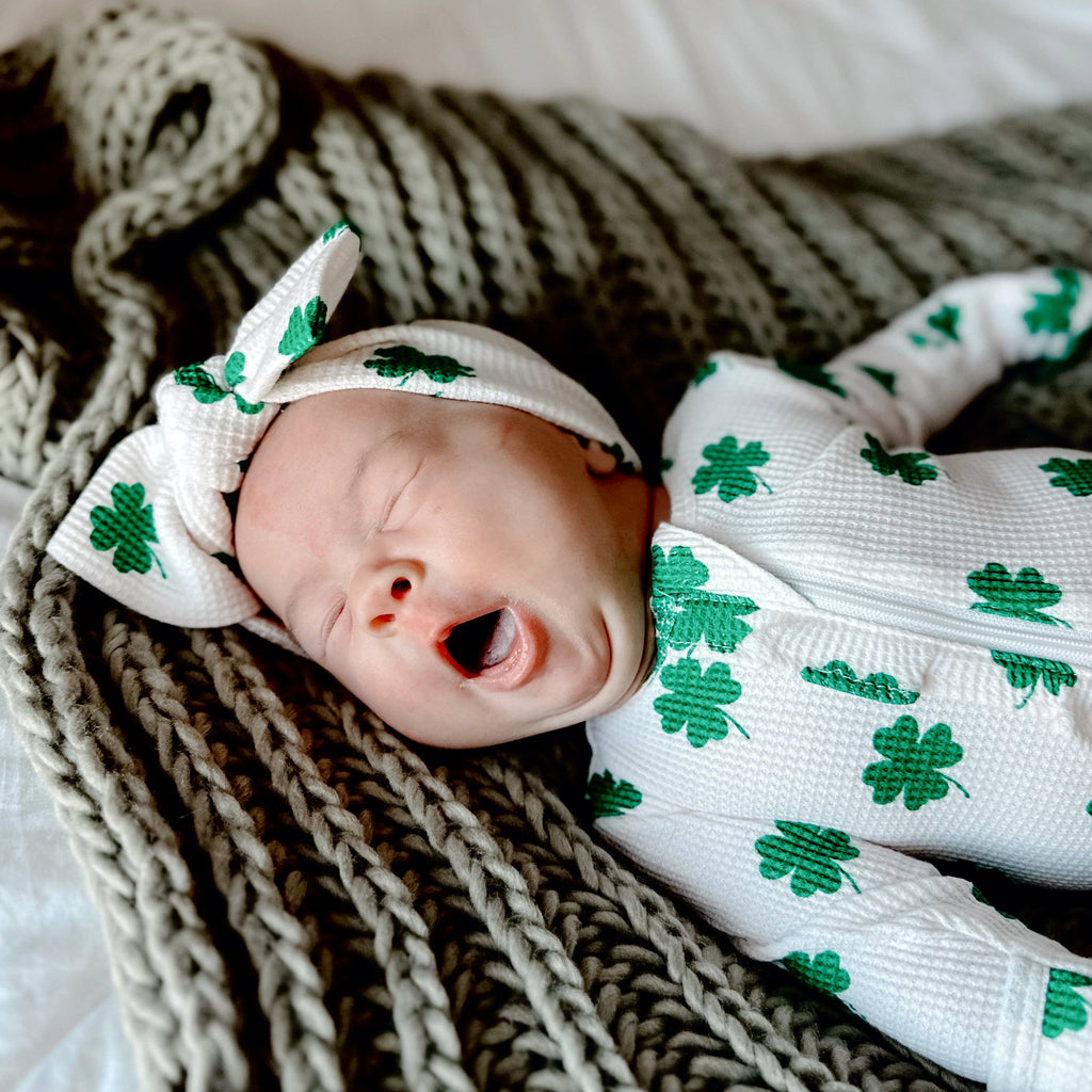 Organic Waffle Knot Bow - Clover