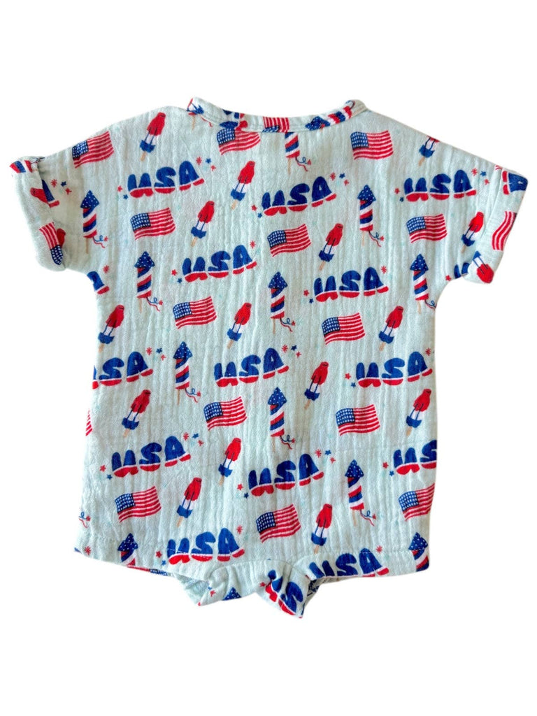 Muslin Henley Shortall - 4th of July Blue