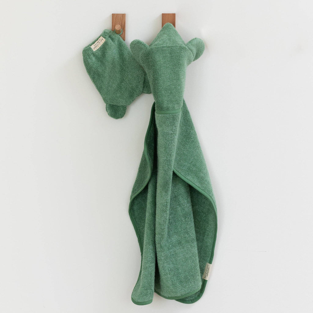 Hooded Towel + Wash Mitt Set - Sea Foam