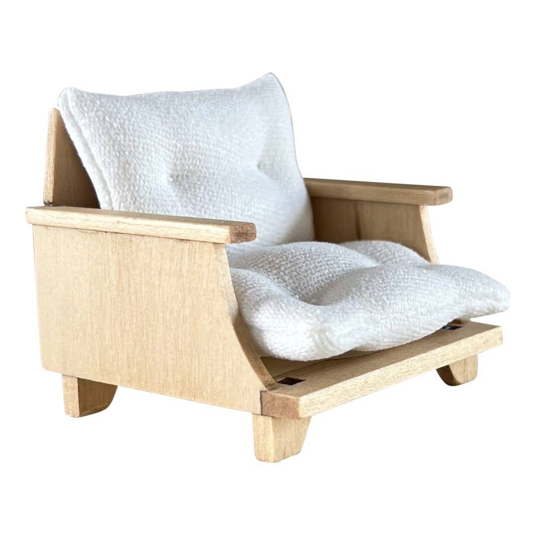 Macy Mae Dollhouse Designs - Dollhouse Patio Chair + Tufted Cushions | Natural Wood White
