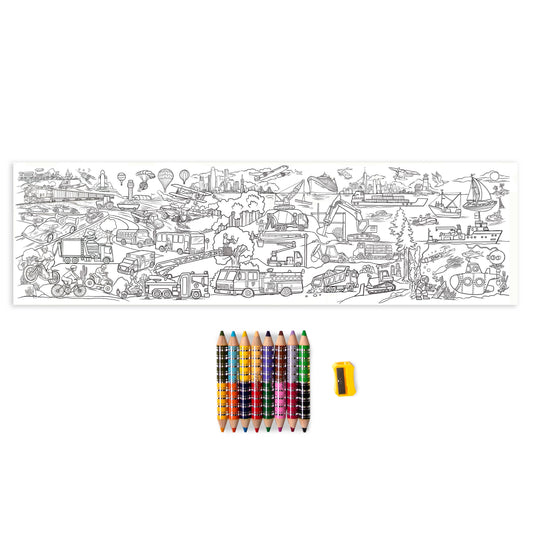 Vehicles 8 Double-Sided Biggie Pencils with Mini Mural