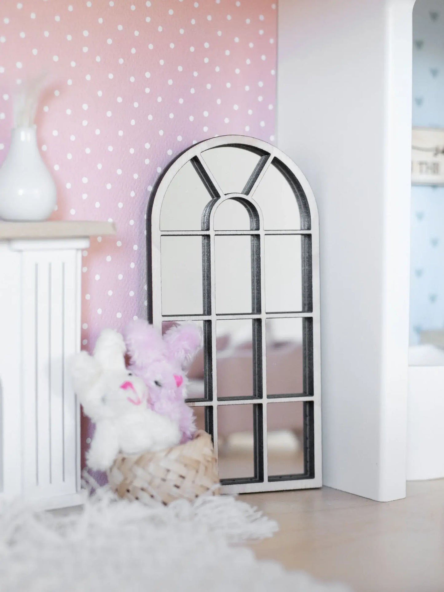 Macy Mae Dollhouse Designs - Dollhouse Arched Floor Mirror | White or Black