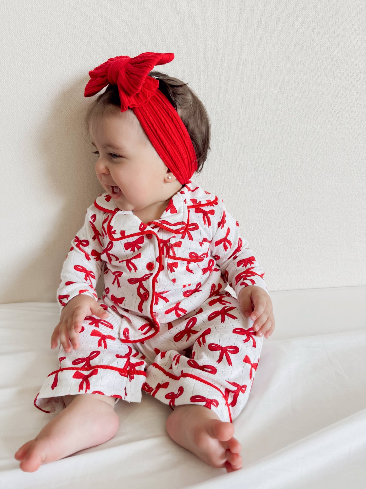 Red Bows / Organic Pointelle Lounge Set