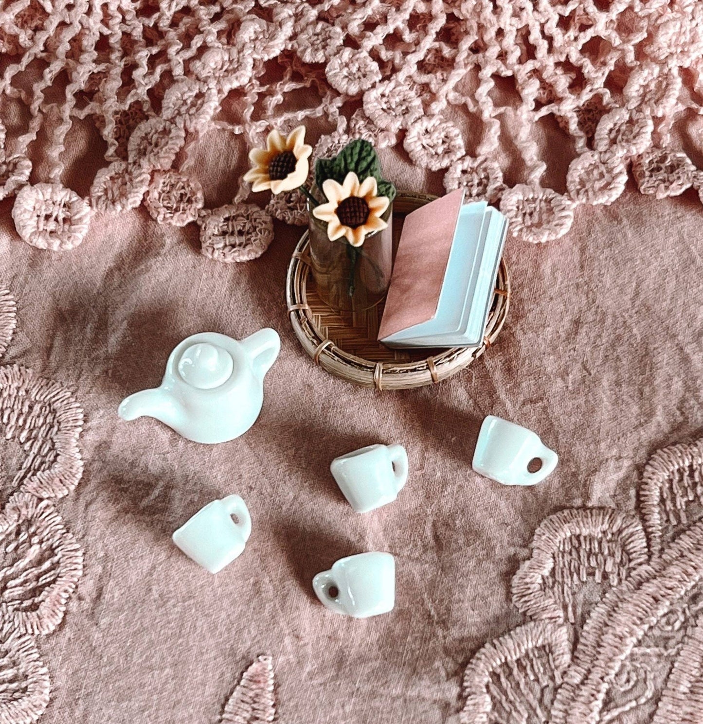 Macy Mae Dollhouse Designs - Dollhouse Tea Set + Mug Holder | Various Colors