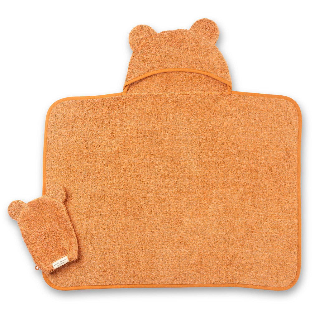 Hooded Towel + Wash Mitt Set - Pumpkin