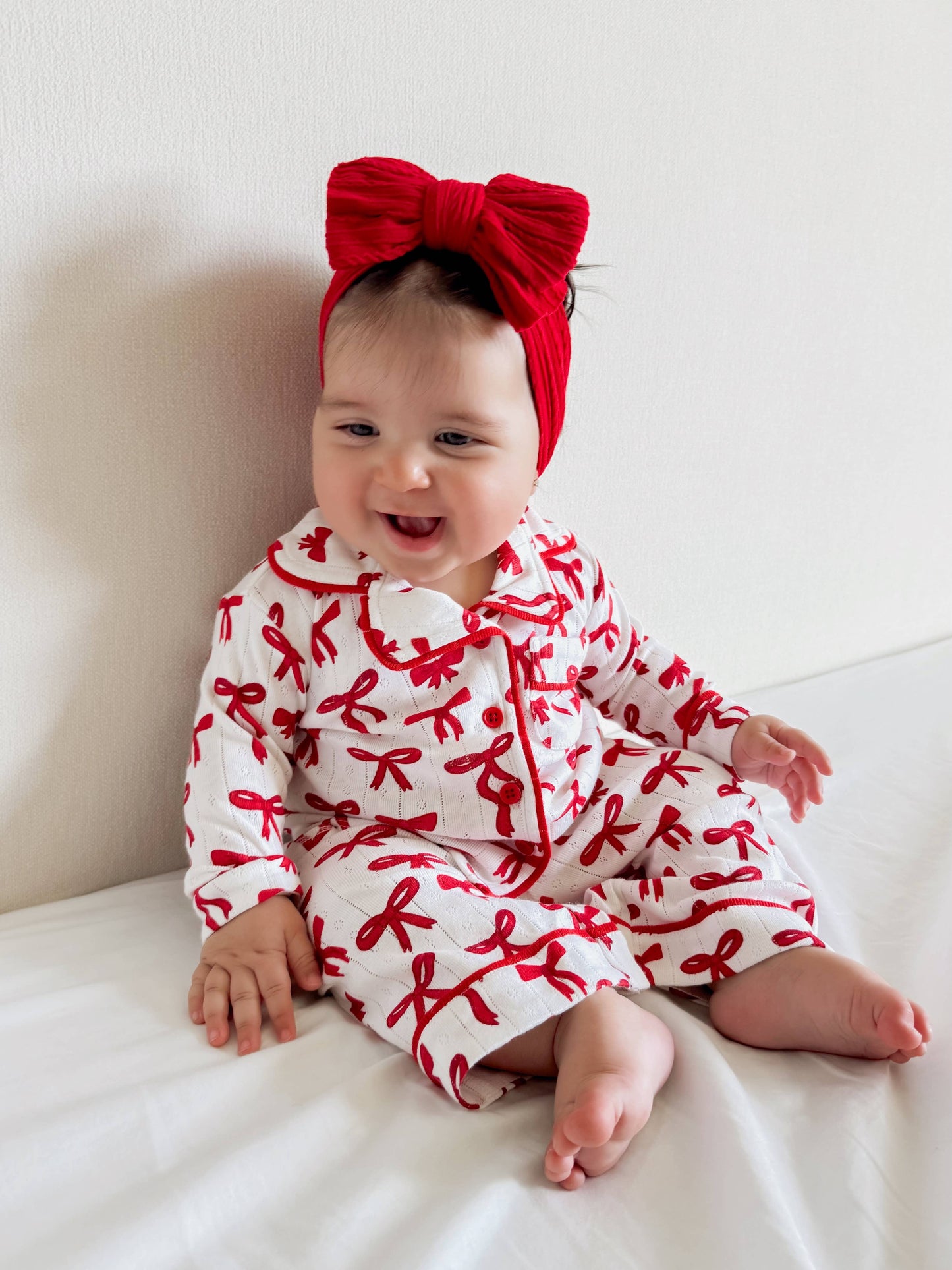 Red Bows / Organic Pointelle Lounge Set
