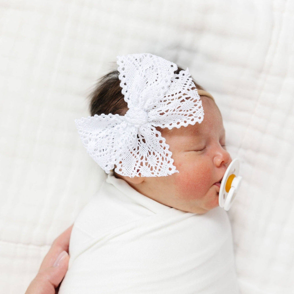 Lace Bow - White Crochet