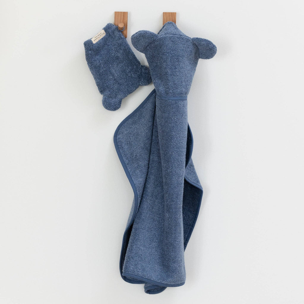 Hooded Towel + Wash Mitt Set - Rain