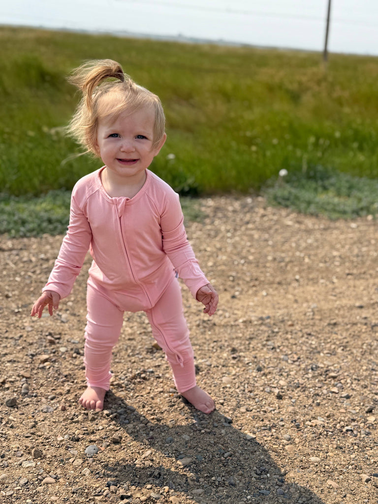 Little Sprouts Clothing -  Petal Pink - Convertible Zipper Romper