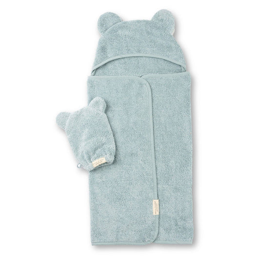 Hooded Towel + Wash Mitt Set - Fog