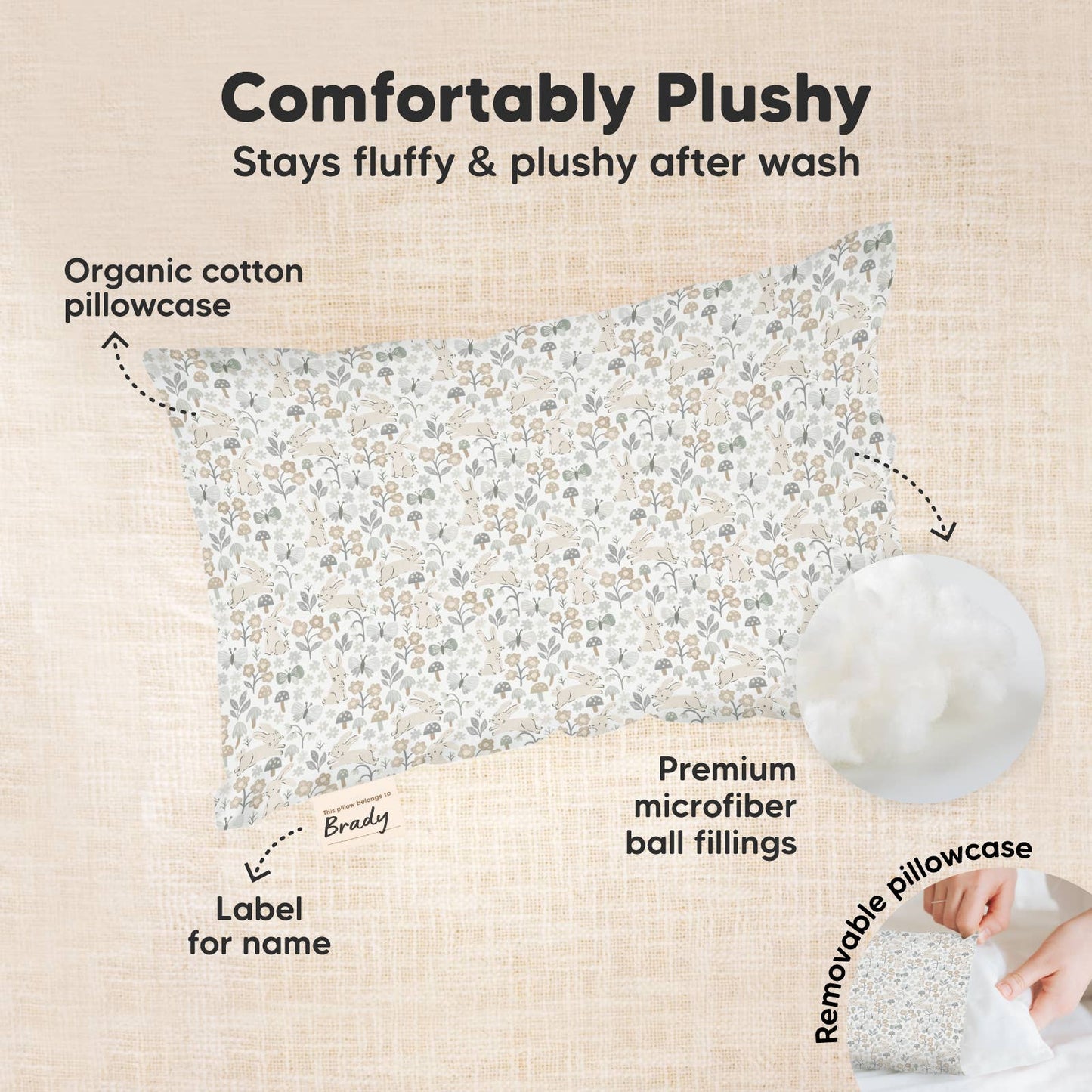 9X13 Mini Toddler Pillow W/ Pillowcase - Prairie