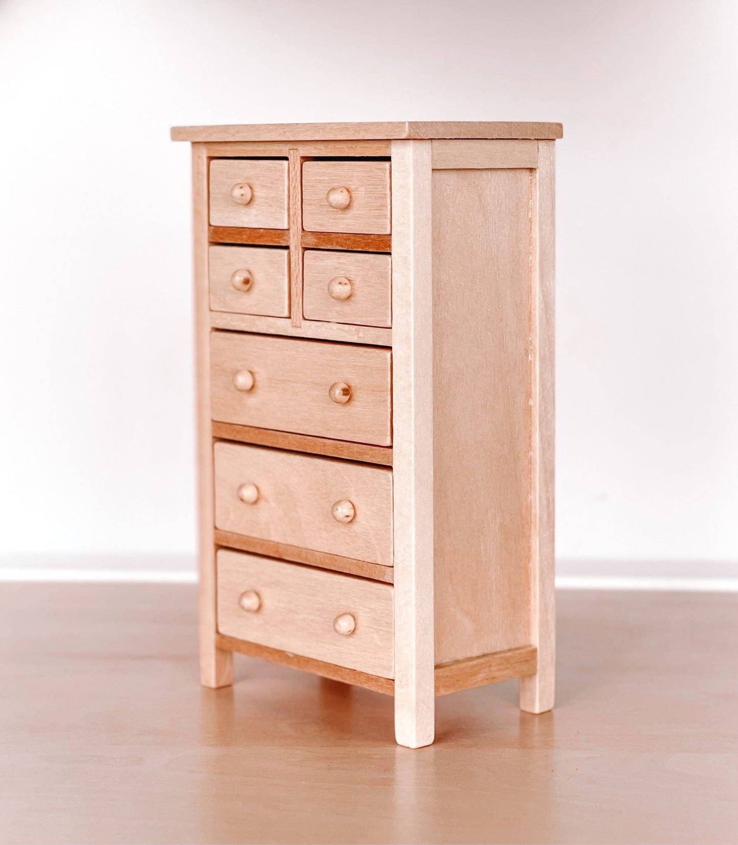 Macy Mae Dollhouse Designs - Dollhouse Tall Dresser | Wood Knobs