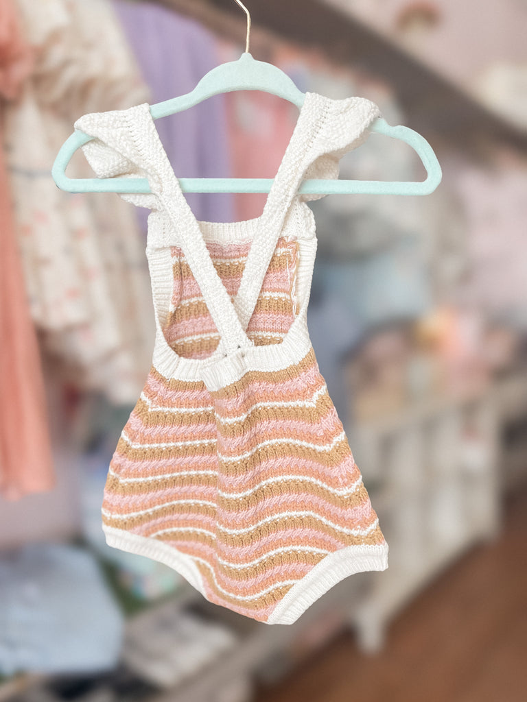 Crochet Romper - Pink Stripe