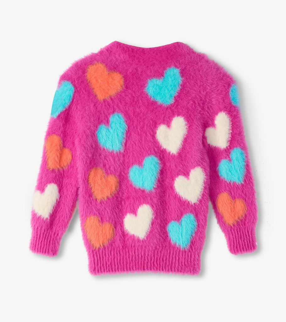 Jumbo Hearts Boucle Cardigan