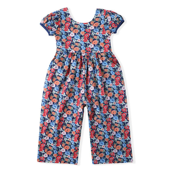 Floral-patterned jumpsuit on a white background