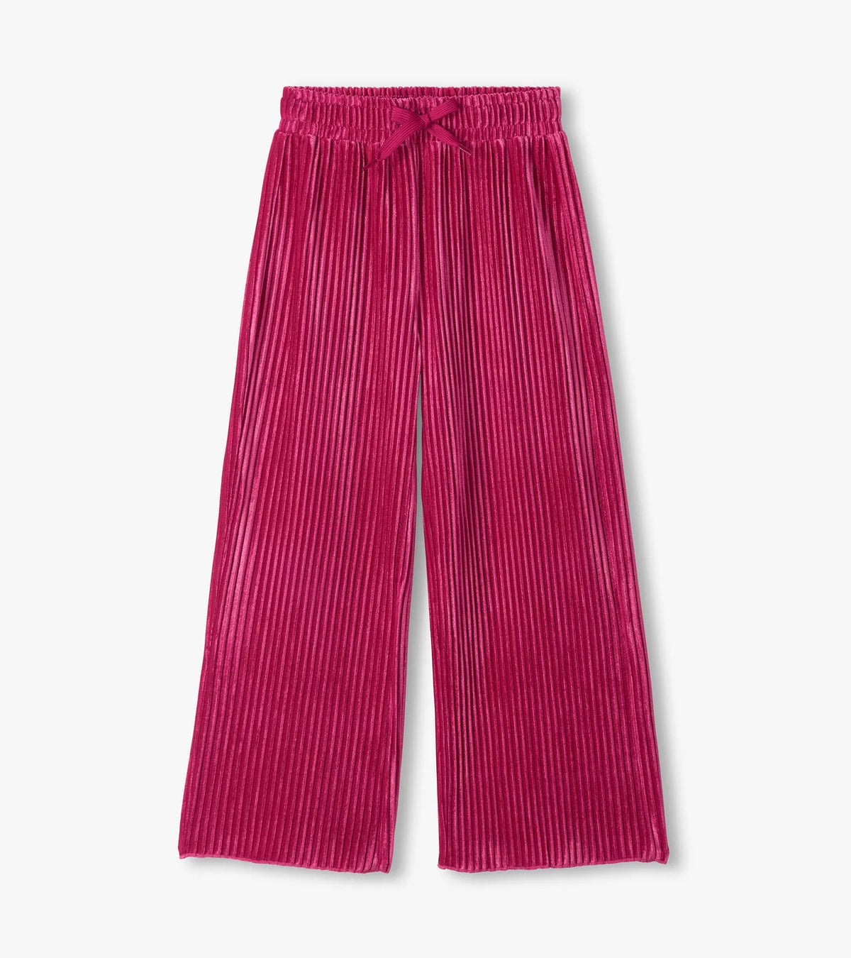 Girls Pink Pleated Velour Relaxed Pants
