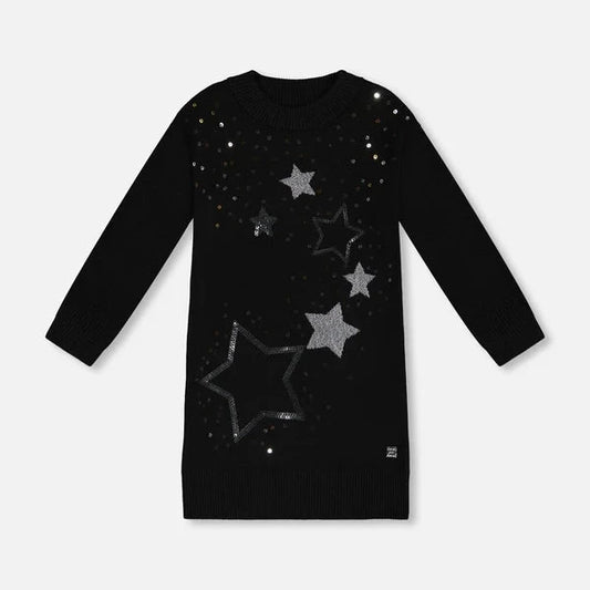 Sequin Stars Black Dress