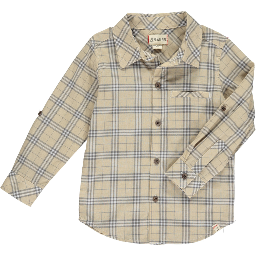 Atwood Collared Shirt in Tan Plaid